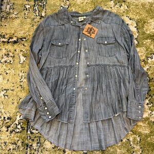 Ivy Jane Pearl Snap Button-Up Denim Shirt NWT